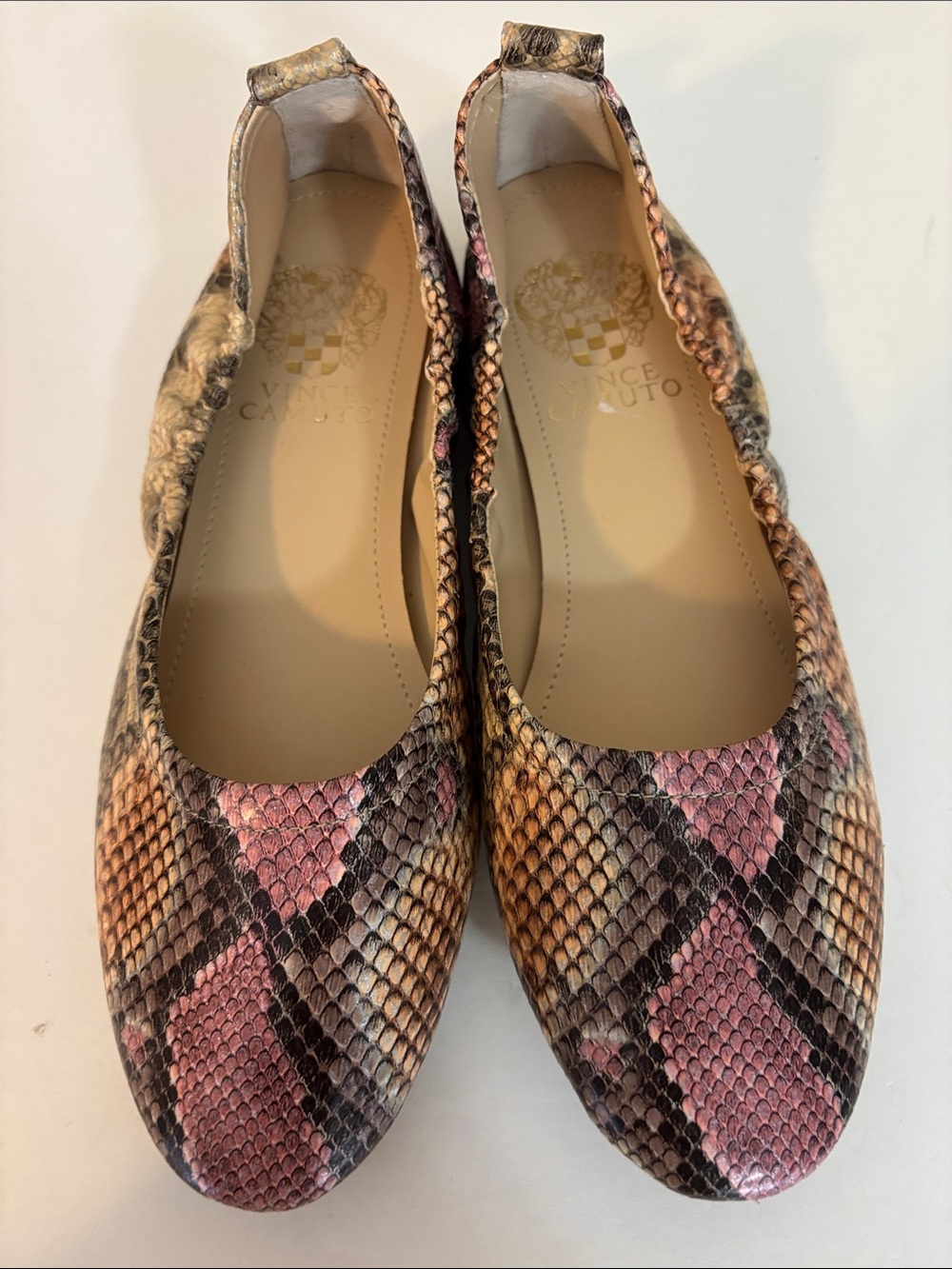 Vince Comuto Leather Snakeskin Ballet Flats Size 7.5 M - Picture 7 of 14